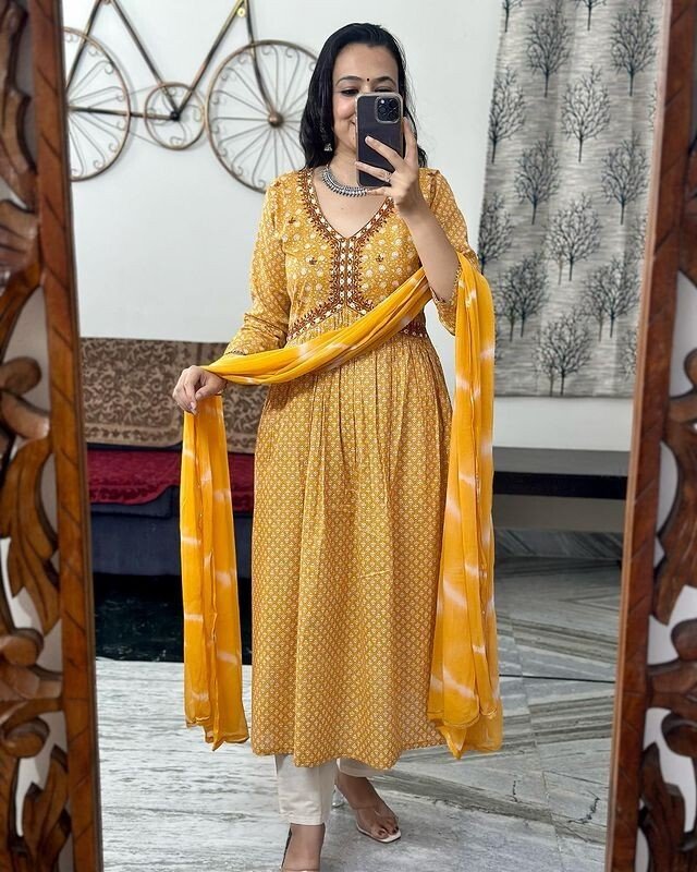 Yellow Bollywood Anarkali Gown Suit – Indian Pakistani Designer Wear - 001FASHIONFORWARD