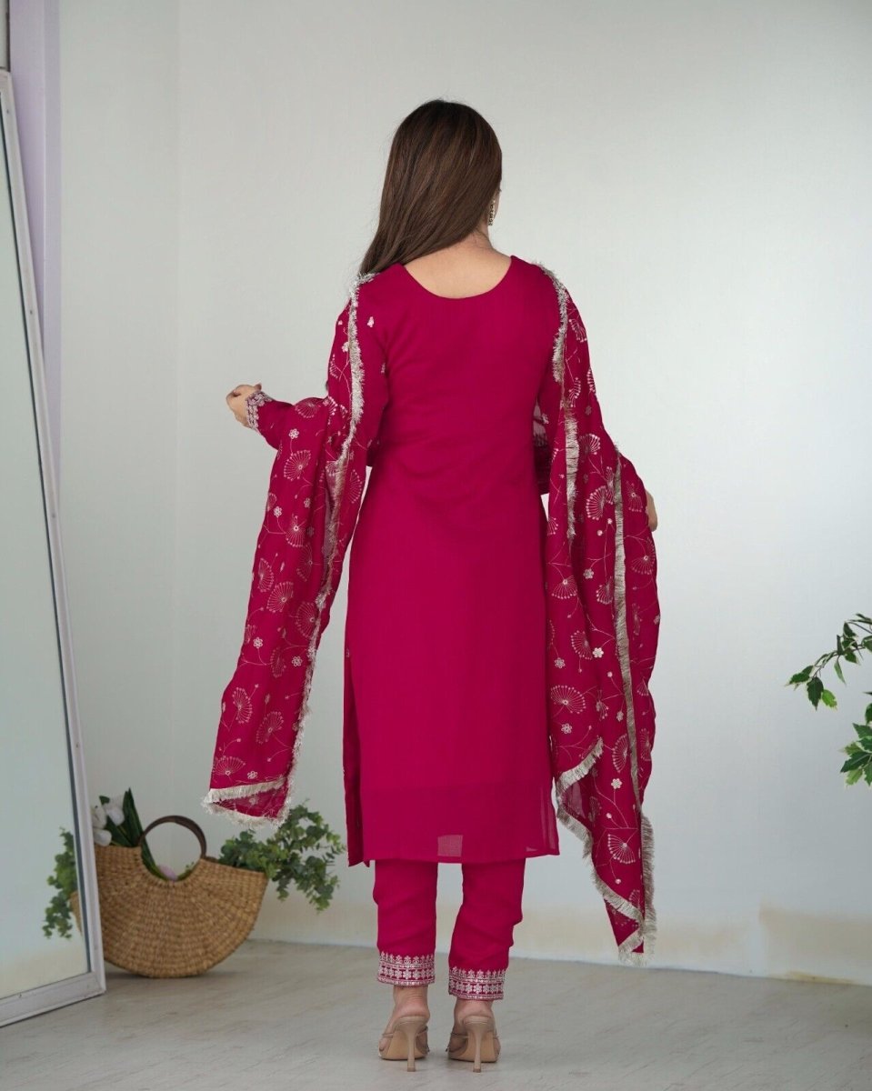 Zari work Silk Salwar Kameez Suit Designer Kurta salwar kameez suit , 3 pcs suit - 001FASHIONFORWARD